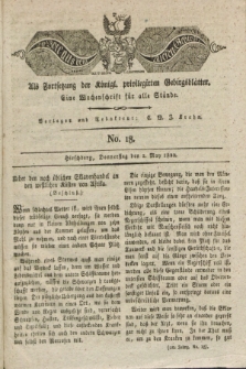 Der Bote aus dem Riesen-Gebirge : als Fortsetzung der Königl. privilegirten Gebirgsblätter : eine Wochenschrift für alle Stände. Jg.10, No. 18 (2 May 1822) + dod.