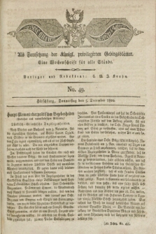 Der Bote aus dem Riesen-Gebirge : als Fortsetzung der Königl. privilegirten Gebirgsblätter : eine Wochenschrift für alle Stände. Jg.10, No. 49 (5 December 1822) + dod.