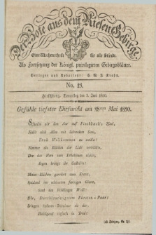 Der Bote aus dem Riesen-Gebirge : als Fortsetzung der Königl. privilegirten Gebirgsblätter : eine Wochenschrift für alle Stände. Jg.18, No. 23 (3 Juni 1830) + dod.