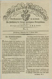 Der Bote aus dem Riesen-Gebirge : als Fortsetzung der Königl. privilegirten Gebirgsblätter : eine Wochenschrift für alle Stände. Jg.19, No. 7 (17 Februar 1831) + dod.