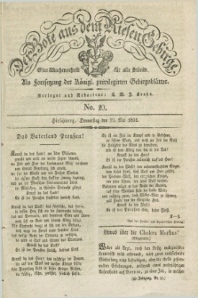 Der Bote aus dem Riesen-Gebirge : als Fortsetzung der Königl. privilegirten Gebirgsblätter : eine Wochenschrift für alle Stände. Jg.19, No. 20 (19 Mai 1831) + dod.