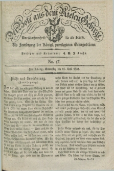 Der Bote aus dem Riesen-Gebirge : als Fortsetzung der Königl. privilegirten Gebirgsblätter : eine Wochenschrift für alle Stände. Jg.20, No. 17 (26 April 1832) + dod.