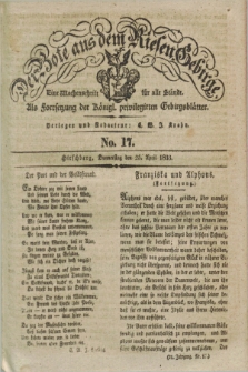 Der Bote aus dem Riesen-Gebirge : als Fortsetzung der Königl. privilegirten Gebirgsblätter : eine Wochenschrift für alle Stände. Jg.21, No. 17 (25 April 1833) + dod.