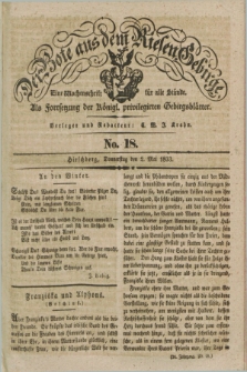 Der Bote aus dem Riesen-Gebirge : als Fortsetzung der Königl. privilegirten Gebirgsblätter : eine Wochenschrift für alle Stände. Jg.21, No. 18 (2 Mai 1833) + dod.