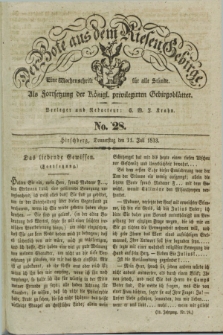 Der Bote aus dem Riesen-Gebirge : als Fortsetzung der Königl. privilegirten Gebirgsblätter : eine Wochenschrift für alle Stände. Jg.21, No. 28 (11 Juli 1833) + dod. + wkładka