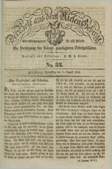 Der Bote aus dem Riesen-Gebirge : als Fortsetzung der Königl. privilegirten Gebirgsblätter : eine Wochenschrift für alle Stände. Jg.21, No. 33 (15 August 1833) + dod.