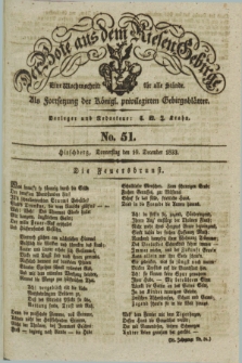 Der Bote aus dem Riesen-Gebirge : als Fortsetzung der Königl. privilegirten Gebirgsblätter : eine Wochenschrift für alle Stände. Jg.21, No. 51 (19 December 1833) + dod.