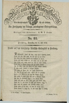 Der Bote aus dem Riesen-Gebirge : als Fortsetzung der Königl. privilegirten Gebirgsblätter : eine Wochenschrift für alle Stände. Jg.22, No. 31 (31 Juli 1834) + dod.