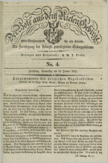 Der Bote aus dem Riesen-Gebirge : als Fortsetzung der Königl. privilegirten Gebirgsblätter : eine Wochenschrift für alle Stände. Jg.23, No. 4 (22 Januar 1835) + dod.