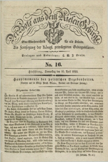 Der Bote aus dem Riesen-Gebirge : als Fortsetzung der Königl. privilegirten Gebirgsblätter : eine Wochenschrift für alle Stände. Jg.23, No. 16 (16 April 1835) + dod.
