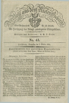 Der Bote aus dem Riesen-Gebirge : als Fortsetzung der Königl. privilegirten Gebirgsblätter : eine Wochenschrift für alle Stände. Jg.23, No. 41 (8 Oktober 1835) + dod.