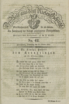 Der Bote aus dem Riesen-Gebirge : als Fortsetzung der Königl. privilegirten Gebirgsblätter : eine Wochenschrift für alle Stände. Jg.23, No. 42 (15 Oktober 1835) + dod.