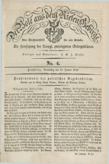 Der Bote aus dem Riesen-Gebirge : als Fortsetzung der Königl. privilegirten Gebirgsblätter : eine Wochenschrift für alle Stände. Jg.26, No. 4 (25 Januar 1838) + dod.