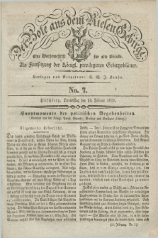 Der Bote aus dem Riesen-Gebirge : als Fortsetzung der Königl. privilegirten Gebirgsblätter : eine Wochenschrift für alle Stände. Jg.27, No. 7 (14 Februar 1839) + dod.