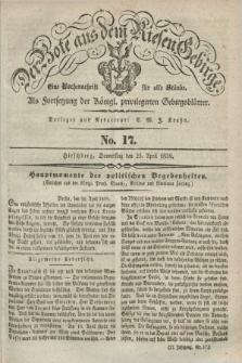 Der Bote aus dem Riesen-Gebirge : als Fortsetzung der Königl. privilegirten Gebirgsblätter : eine Wochenschrift für alle Stände. Jg.27, No. 17 (25 April 1839) + dod.