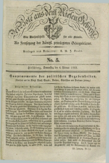 Der Bote aus dem Riesen-Gebirge : als Fortsetzung der Königl. privilegirten Gebirgsblätter : eine Wochenschrift für alle Stände. Jg.29, No. 5 (4 Februar 1841) + dod.