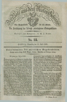 Der Bote aus dem Riesen-Gebirge : als Fortsetzung der Königl. privilegirten Gebirgsblätter : eine Wochenschrift für alle Stände. Jg.31, No. 15 (13 April 1843) + dod.