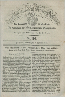 Der Bote aus dem Riesen-Gebirge : als Fortsetzung der Königl. privilegirten Gebirgsblätter : eine Wochenschrift für alle Stände. Jg.31, No. 36 (7 September 1843) + dod.
