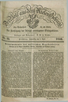 Der Bote aus dem Riesen-Gebirge : als Fortsetzung der Königl. privilegirten Gebirgsblätter : eine Wochenschrift für alle Stände. Jg.34, Nr. 15 (9 April 1846) + dod.