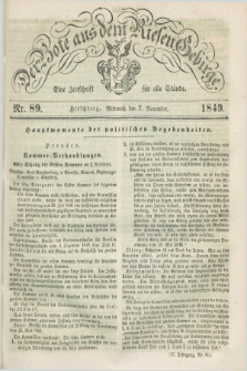 Der Bote aus dem Riesen-Gebirge : eine Zeitschrift für alle Stände. Jg.37, Nr. 89 (7 November 1849) + dod.