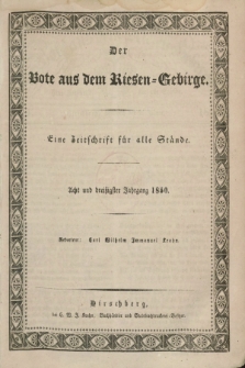 Der Bote aus dem Riesen-Gebirge : eine Zeitschrift für alle Stände. Jg.38, Nr. 1 (2 Januar 1850) + dod.