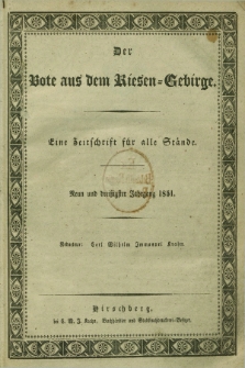 Der Bote aus dem Riesen-Gebirge : eine Zeitschrift für alle Stände. Jg.39, Nr. 1 (1 Januar 1851) + dod.