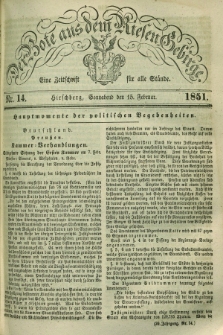 Der Bote aus dem Riesen-Gebirge : eine Zeitschrift für alle Stände. Jg.39, Nr. 14 (15 Februar 1851) + dod.
