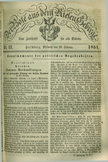 Der Bote aus dem Riesen-Gebirge : eine Zeitschrift für alle Stände. Jg.39, Nr. 17 (26 Februar 1851) + dod.
