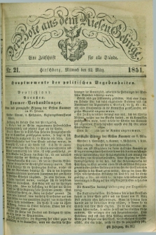 Der Bote aus dem Riesen-Gebirge : eine Zeitschrift für alle Stände. Jg.39, Nr. 21 (12 März 1851) + dod.