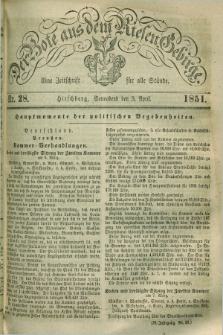 Der Bote aus dem Riesen-Gebirge : eine Zeitschrift für alle Stände. Jg.39, Nr. 28 (5 April 1851) + dod.