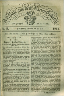 Der Bote aus dem Riesen-Gebirge : eine Zeitschrift für alle Stände. Jg.39, Nr. 43 (28 Mai 1851) + dod.
