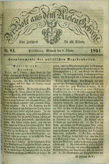 Der Bote aus dem Riesen-Gebirge : eine Zeitschrift für alle Stände. Jg.39, Nr. 81 (8 Oktober 1851) + dod.