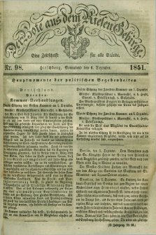 Der Bote aus dem Riesen-Gebirge : eine Zeitschrift für alle Stände. Jg.39, Nr. 98 (6 Dezember 1851) + dod.