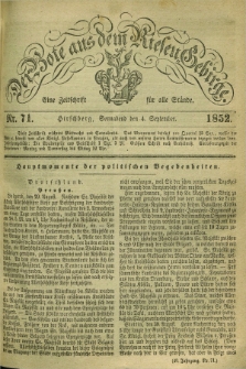 Der Bote aus dem Riesen-Gebirge : eine Zeitschrift für alle Stände. Jg.40, Nr. 71 (4 September 1852) + dod.