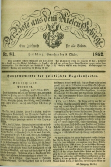 Der Bote aus dem Riesen-Gebirge : eine Zeitschrift für alle Stände. Jg.40, Nr. 81 (9 Oktober 1852) + dod.