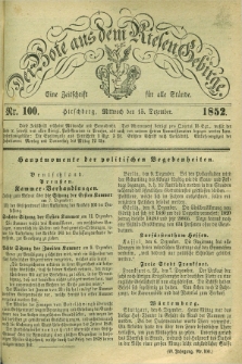 Der Bote aus dem Riesen-Gebirge : eine Zeitschrift für alle Stände. Jg.40, Nr. 100 (15 Dezember 1852) + dod.