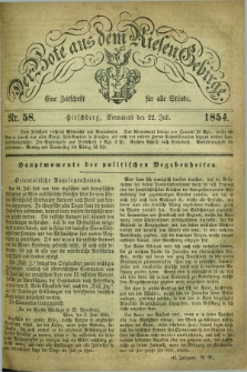 Der Bote aus dem Riesen-Gebirge : eine Zeitschrift für alle Stände. Jg.42, Nr. 58 (22 Juli 1854) + dod.