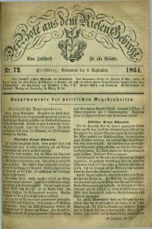 Der Bote aus dem Riesen-Gebirge : eine Zeitschrift für alle Stände. Jg.42, Nr. 72 (9 September 1854) + dod.