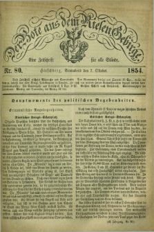 Der Bote aus dem Riesen-Gebirge : eine Zeitschrift für alle Stände. Jg.42, Nr. 80 (7 Oktober 1854) + dod.