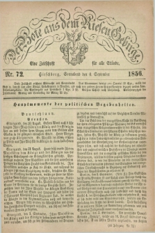 Der Bote aus dem Riesen-Gebirge : eine Zeitschrift für alle Stände. Jg.44, Nr. 72 (6 September 1856) + dod.