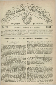 Der Bote aus dem Riesen-Gebirge : eine Zeitschrift für alle Stände. Jg.45, Nr. 71 (5 September 1857) + dod.