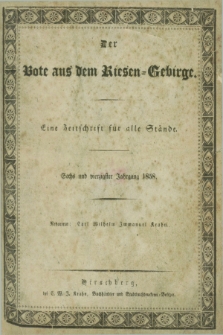 Der Bote aus dem Riesen-Gebirge : eine Zeitschrift für alle Stände. Jg.46, Nr. 1 (2 Januar 1858) + dod.