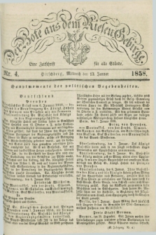Der Bote aus dem Riesen-Gebirge : eine Zeitschrift für alle Stände. Jg.46, Nr. 4 (13 Januar 1858) + dod.
