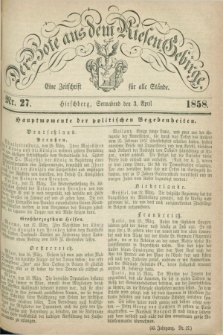 Der Bote aus dem Riesen-Gebirge : eine Zeitschrift für alle Stände. Jg.46, Nr. 27 (3 April 1858) + dod.