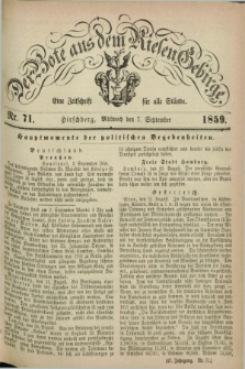 Der Bote aus dem Riesen-Gebirge : eine Zeitschrift für alle Stände. Jg.47, Nr. 71 (7 September 1859) + dod.