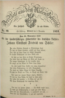 Der Bote aus dem Riesen-Gebirge : eine Zeitschrift für alle Stände. Jg.47, Nr. 89 (9 November 1859) + dod.