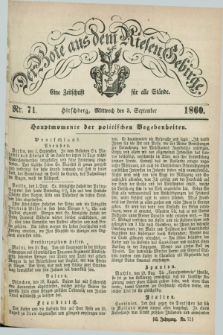 Der Bote aus dem Riesen-Gebirge : eine Zeitschrift für alle Stände. Jg.48, Nr. 71 (5 September 1860) + dod.