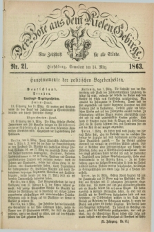 Der Bote aus dem Riesen-Gebirge : eine Zeitschrift für alle Stände. Jg.51, Nr. 21 (14 März 1863) + dod.