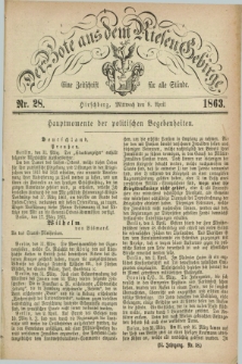 Der Bote aus dem Riesen-Gebirge : eine Zeitschrift für alle Stände. Jg.51, Nr. 28 (8 April 1863) + dod.