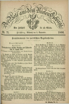 Der Bote aus dem Riesen-Gebirge : eine Zeitschrift für alle Stände. Jg.54, Nr. 71 (5 September 1866) + dod.